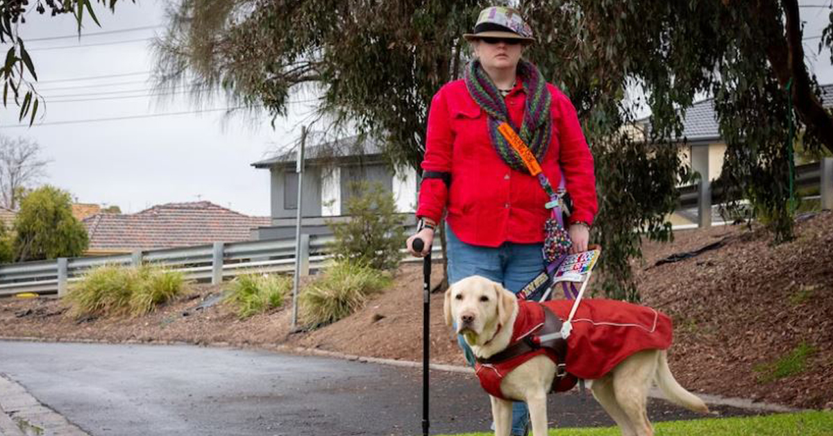 Blind Woman With Guide Dog